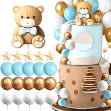 LaVenty Decoración para tarta de oso de lavanda, decoración para tarta de revelación de género, decoración para tarta de oso, decoración para tarta de cumpleaños de revelación de género - Azul - Ver 10