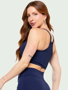 Kit 3 Women's Fitness Swim Top Without Pads Gym - 灰色 - 查看 10