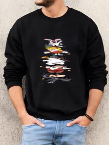 Hombres Vintage Helado El Muñeco De Nieve Sudadera De Navidad Sudadera - Negro - Ver 2