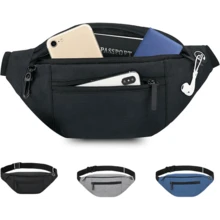 Mini Bolso Cruzado En El Pecho,Para Hombre Y Mujer Con Bolsillos Dobles,Riñonera Impermeable Con Manos Libres,Adecuado Para Deportes Al Aire Libre,Correr Y Viajar - negro-04 - Ver 13