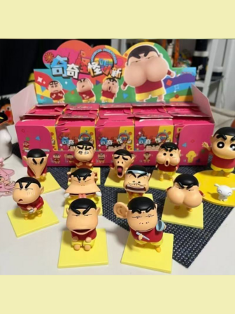 蜡笔小新3D幽灵脸可爱立体盲盒，奇趣蜡笔小新系列盲盒，野比大雄手办，桌面摆件，多功能创意小礼物，惊喜盲盒礼物，热门治愈系玩具，惊喜礼物