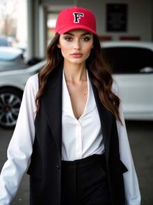 1顶26字母可调节棒球帽，休闲透气遮阳帽，适合春夏日常室内/室外穿着，也适合海滩、度假、旅行等场合。 - 紅色 - 查看 4