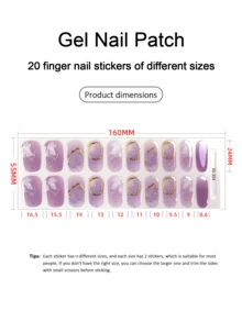 Emi Cured Gel Nail Strips , Clear Base, 20 Pcs Gel Nail Wraps, Stickers, UV Light Required, Salon Quality, Long Lasting,ES20 Cross-Border Wholesale Drop Shipping Red Book Same Style Nail Stickers Nail Stickers For Fingertips
