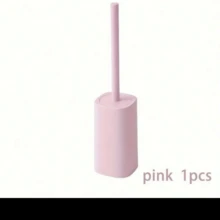 1个带防溅罩和除臭器的塑料马桶刷架，高品质清洁刷，全新设计，半圆形尼龙刷毛，可彻底清洁马桶各个角落，长柄马桶刷带底座，浴室配件，浴室工具，适用于浴室和卫生间 - 粉色 - 查看 6