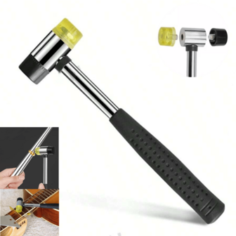 二合一软槌 - 皮革DIY工具，橡胶槌，黑色塑料涂层手柄和双头橡胶槌，适用于25毫米手持项目