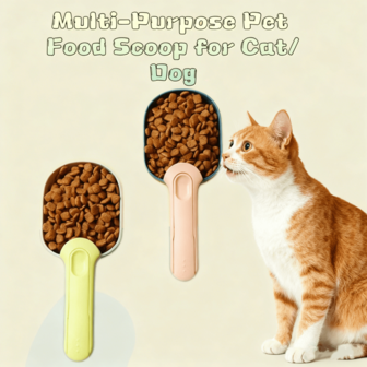 1pc Pet Multipurpose Food Scoop, Cat & Dog Universal Measuring Cup With Sealing Clip, For Food Storage