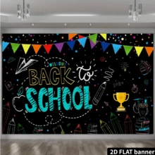 2D平面，1件装“欢迎返校”背景横幅，返校派对装饰 - 彩色 - 查看 3