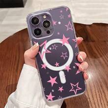 Funda para teléfono con estampado de noche estrellada rosa, una sola pieza, material de TPU+PC transparente, compatible con carga inalámbrica magnética, a prueba de golpes y arañazos, compatible con iPhone 17 Pro Max/17/17 Pro/17/11/12/12 Pro/12 Plus/13/13 Pro/13 Plus/13 Pro Max/14/14 Plus/14 Pro/14 Pro Max/15/15 Plus/15 Pro/15 Pro Max/16/16 Plus/16 Pro/16 Pro Max/16e, S25 Ultra/S24 Plus/S23+/S22/A35/A55/A15/A16/A36/A56/A26/A54/S25 Edge - transparente - Ver 8