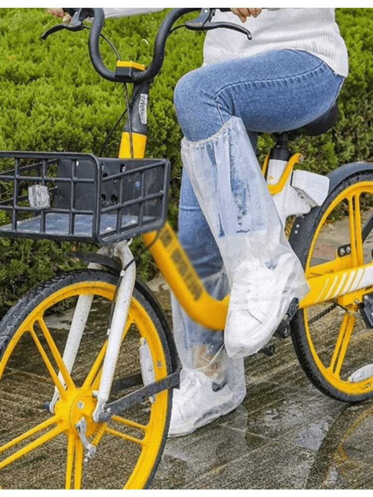 Bộ 5 đôi ủng đi mưa ngoài trời chống mài mòn, cách nhiệt, chống thấm nước, chống trượt, dày dặn, cao cổ, dùng một lần. - Trong sáng - Xem 4