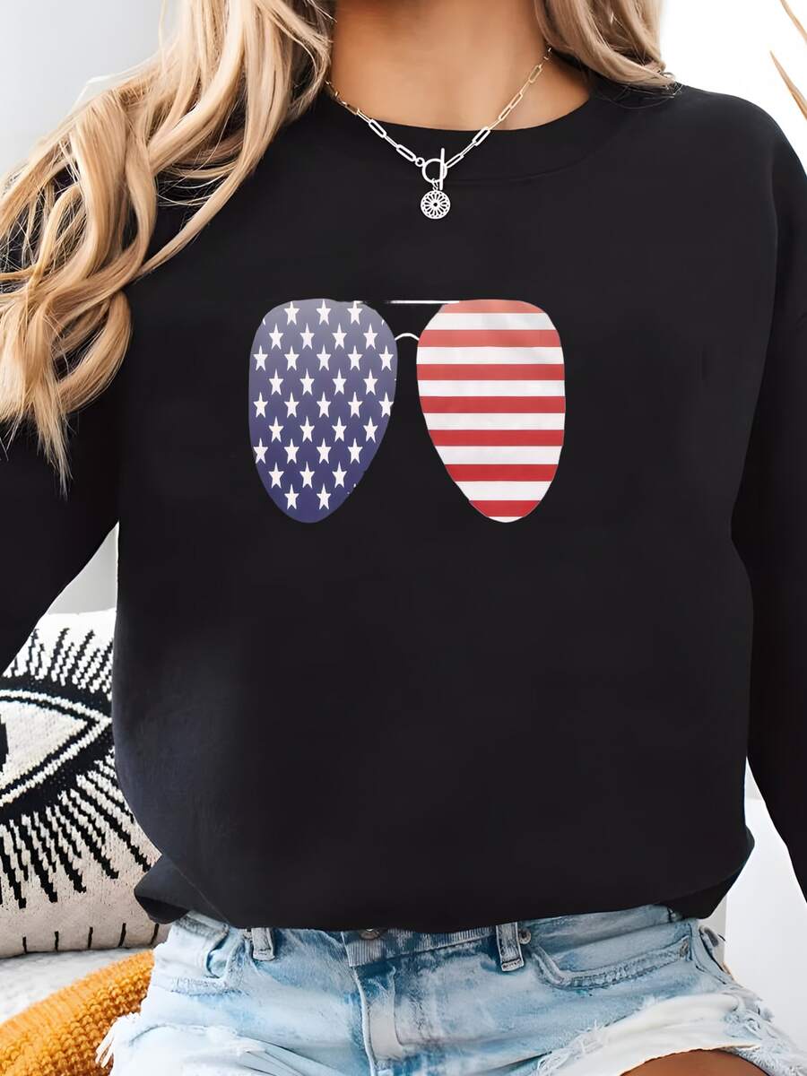 Estrellas Y Rayas - Gafas De Sol Unisex Camiseta, Camiseta De Bandera De Estados Unidos, Camiseta De Bandera Americana, 4 De Julio Camiseta, Camiseta Patriótica, Camiseta De Bandera Sudadera - Negro - Ver 1
