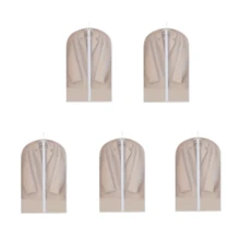 1pc/5pcs Semi-Transparent Garment Dust Cover, Made Of EVA Plastic With Zipper Design, Used For Dust-Proof, Moth-Proof, Wrinkle-Proof, Waterproof, Moisture-Proof, Sealed Bottom Design, Washable And Reusable