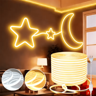 1 Stück COB LED Lichtstreifen, flexibler Lichtstreifen, 288 LEDs pro Meter, flexible Außenbeleuchtung, hohe Helligkeit in Weiß/Warmweiß, perfekt zum Dekorieren von Küchen, Gärten und Innenräumen