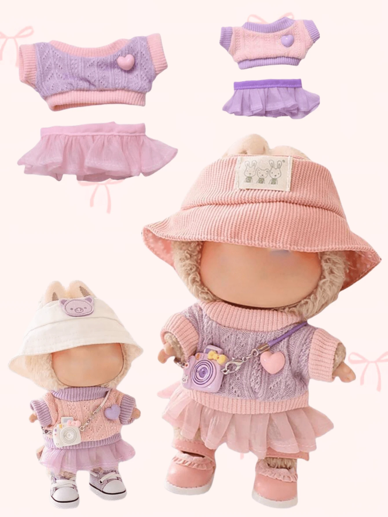1pc Outfit - Party Dress With Heart Sweater And Bear Logo Hat, Perfect For Back To School, Dolls' Wardrobe Refresh, - Multicolor - View 1