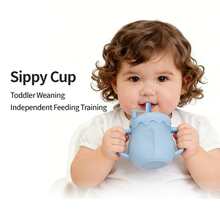5件套硅胶婴儿喂养套装，包括分格吸盘碗、吸盘碗、围兜、训练杯、自主进食餐具、硅胶材质、婴儿辅食喂养用品，适合作为婴儿礼物 - 彩色 - 查看 4