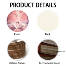 A Set Of Coasters With The Theme Of "Swan + Love Imagery". This Type Of Love-Themed Coasters Often Have "Symbolic Love Creatures + Romantic Elements" As The Core, Using Practical Carriers To Convey Emotional Implications, Which Is One Of The Mainstream Directions For Couples' Decorations. - Wooden Board-circle Coaster - View 8