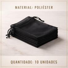 Kit 10/25/50/100 Un Saco Saquinho 20x30 Organza Tule Colorido Embalagem para Presente Festa Casamento - Preto - Visão 11