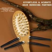 4pcs Stainless Steel Precision Tweezers Set, Professional Eyebrow Tweezers, Suitable For Facial Hair Removal, Unisex,Giveaways,Travel,Cheap Stuff,Travel Essential - Black - View 5