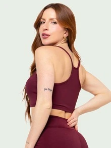 Kit 3 Women's Fitness Swim Top Without Pads Gym - 紫紅色 - 查看 10