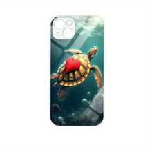 Diseño de Arte de Patrón de Tortuga y Corazón de Fantasía 2D - Funda de Teléfono de Vidrio Templado de Alta Calidad y Duradera, Funda de Teléfono de Vidrio Templado de Patrón Creativo para iPhone, con Textura Premium y Diseño Minimalista, Vidrio Templado Duro, Cubierta Protectora Moderna y Divertida, Accesorios de Moda Unisex - Colores mixtos - Ver 8