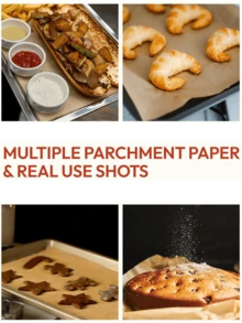 50/100pcs 12*16 Inch Unbleached Baking Paper, Pre-Cut Baking Sheets, Thick & Flat Parchment Paper, Half Sheet Baking Liners, Suitable For Baking Cookies, Cooking, Air Fryer, Oven - Brown - View 6