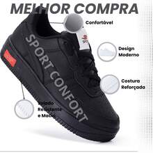 Tenis Infantil Menina Tênis Menino Casual Escolar Casual Dia a Dia Sola Reta Skate Varias Cores - Preto - Visão 3