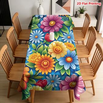 1/20件装春季桌布，藏蓝色底，饰以色彩缤纷的花卉图案，采用涤纶面料制成。是节日装饰、春季家居厨房、户外花园派对、餐厅装饰的理想之选，也是馈赠亲友的佳品。