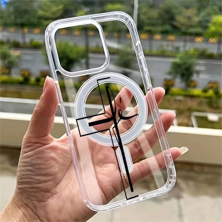 Funda para teléfono con estampado creativo cruzado, pieza única, hecha de material TPU + PC transparente, compatible con carga inalámbrica magnética, a prueba de golpes, resistente a rayones, compatible con iPhone 17 Pro Max/17/17 Pro/17/11/12/12 Pro/12 Plus/13/13 Pro/13 Plus/13 Pro Max/14/14 Plus/14 Pro/14 Pro Max/15/15 Plus/15 Pro/15 Pro Max/16/16 Plus/16 Pro/16 Pro Max/16e, S25 Ultra/S24 Plus/S23+/S22/A35/A55/A15/A16/A36/A56/A26/A54/S25 Edge - transparente - Ver 1