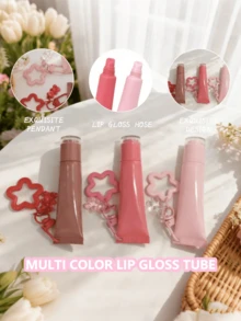 1 Set Lip Gloss Keychain DIY Kit, Includes 1 Bear Pendant And 1 Star Keychain. The Keychain Is Decorated With A Bear Pendant. This Fashionable And Colorful DIY Set Is Perfect For Crafters, As Well As A Stylish Beauty Accessory. Ideal For Back-To-School Season, Summer, Ramadan, Eid, Valentine's Day, Christmas Or Thanksgiving Gifts. (Empty Lip Gloss Tube, Can Be Filled.) - Multicolor - View 4