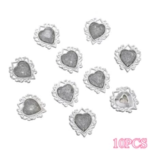 13x15毫米 10颗复古心形水钻贴片 - 闪亮DIY装饰，适用于外套、毛衣、衬衫、发饰和服装装饰、珠宝、美甲用品、外套装饰，闪亮效果 - 心形 - 查看 8
