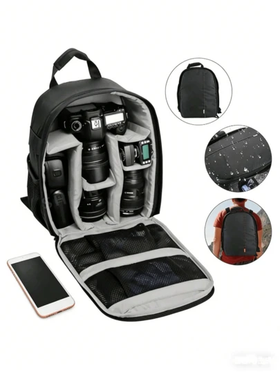 1pc Fashionable Minimalist Camera Bag, Waterproof Photography Backpack, Outdoor Bag, Can Store Charger, Cables, Digital Accessories, Ideal Christmas Gift For Kids And Teachers Camera Case Charger Case Packing Cubes For Women For Men Charger Bag