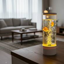 QUIGO Bubble Fish Lamp Aquarium Light | Color-Changing Mood Light | 3 Floating Fake Fish | Aesthetic Home Office Gaming Room Decor | Auto Color Change | Cool Gift Idea - White - View 2