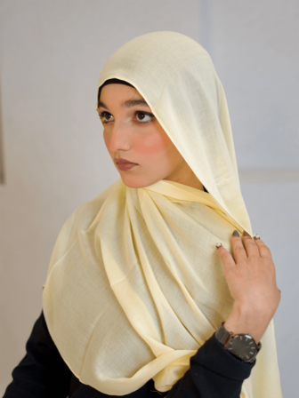 1 pieza Nuevo pañuelo de gasa amarillo limón, pañuelo básico para mujer, diadema transpirable y ligera, adecuada para uso diario y de negocios