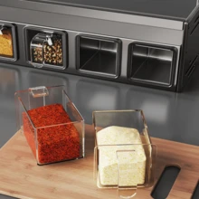 1pc Wall-Mounted Spice Rack Storage Organizer - Made Of Aluminum Magnesium Alloy, Rust-Proof, No Charging Required, Drill-Free Installation, Includes Spice Jars And Storage Containers, Suitable For Kitchen Organization - Multicolor - View 2