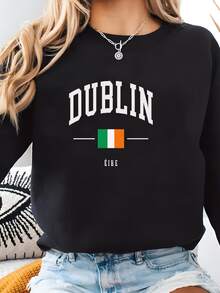 Camisa De Dublín, Capital De Éire, Sudadera Personalizada Inserción De Mensaje De Regalo Gratis Sudadera - Negro - Ver 1