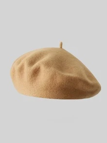1 chiếc mũ beret len màu trơn, mũ len mùa đông đa năng dành cho nữ, kiểu dáng nghệ sĩ cổ điển. - Nhiều màu - Xem 4