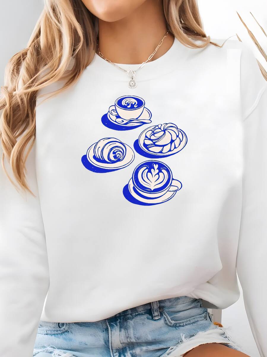Women Plus Size Sports Sweatshirts - White - View 1