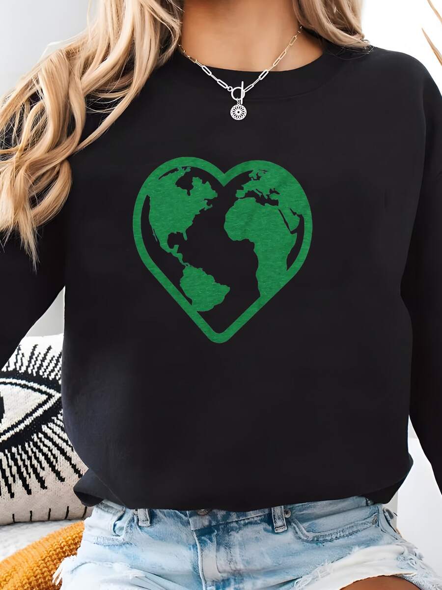 Women Plus Size Sports Sweatshirts - Black - View 1