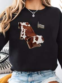 Toalla De Playa De Impresión De Vaca: Divertido Accesorio De Piscina De Verano Sudadera - Negro - Ver 2