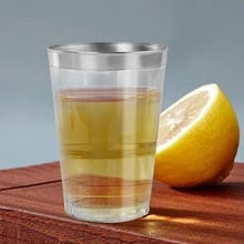 10PCS Silver Rim Cups, 6.76oz (Approx 200ml) Transparent Reusable Wedding Cups, Elegant Party Cups With Silver Rim, Suitable For Cocktails, Champagne, Beer, Martinis, Desserts, Perfect For Parties And Weddings - Silver - View 2