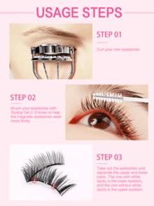 1对柔软磁性假睫毛，狐狸眼造型，卡通风格，柔软磁性假睫毛套装，自然妆效，纤长蓬松，带佩戴夹，高品质单根假睫毛，可重复使用。 - 眼尾拉長款 - 查看 6