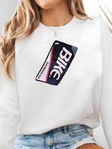 Women Plus Size Sports Sweatshirts - White - View 2