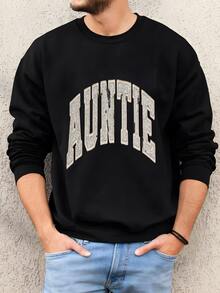 Mens Sudadera De Tía Brillante Personalizada: Sudadera Retro Cuello Tripulación Sudadera - Negro - Ver 2