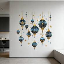 1pc Blue Star Painted 3D Stereo Waterproof Oilproof PVC Wall Sticker, Suitable For Ramadan, Bedroom, Kitchen, Living Room, Mall Decoration - Multicolor - View 3