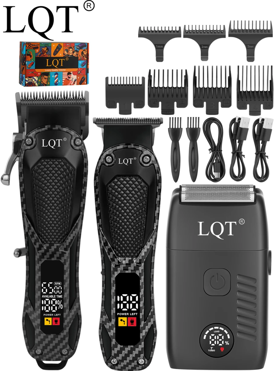 LQT 1/2/3pcs Professional Hair Clipper & Beard Trimmer Set, Includes Hair Clipper/Trimmer/Shaver, USB Rechargeable, LED Display, Low Noise & Vibration, Home Haircut Kit, Beginner-Friendly, Great Gift For Men - Multicolor - View 1