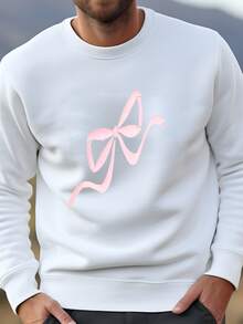 Mens Sudadera De Arco: Delicado Cuello De Cinta Coquette Sudadera - Blanco - Ver 2
