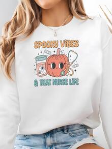 Women Plus Size Sports Sweatshirts - White - View 1