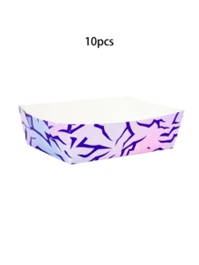 10 piezas/20 piezas/50 piezas Bandejas de papel con temática K-Pop, en colores morado, rosa y azul, en forma de barco de papel, se pueden usar como platos, bandejas, adecuadas para eventos con temática K-Pop, fiestas de cumpleaños, baby showers y otras ocasiones - Multicolor - Ver 9