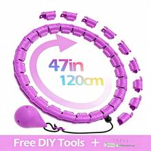 47in/120cm Adult Weight Loss Exercise , Suitable For Women And Beginners, Includes 24 Detachable Links And DIY Empty Ball (Purple & Red) - Hot Pink - View 4