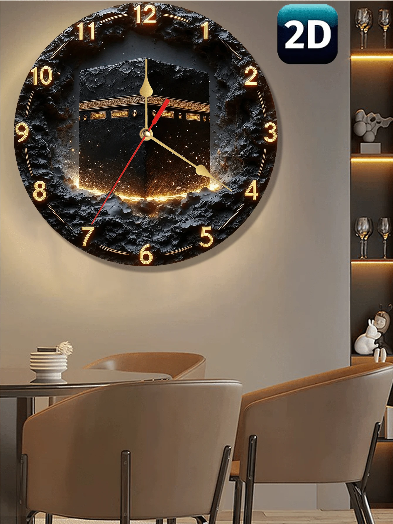 1 pieza Reloj de pared redondo de madera de 10"/12", adecuado para el hogar, dormitorio, sala de estar, reloj de pared del dormitorio | Tema de decoración de luz de luna | Reloj de pared duradero, reloj de pared de la sala de estar
