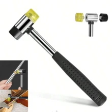 2-i-1 mjuk klubba - läderverktyg, gummiklubba, svart plastbelagt handtag och dubbelhuvad gummiklubba, lämplig för 25 mm handhållna projekt